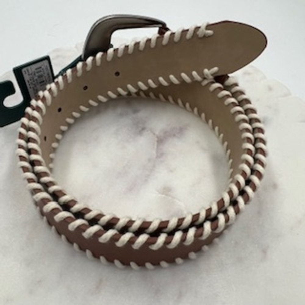 Wild Fable Womens Brown Whipstitch Western Belt Silver Engraved Buckle Small NEW - Picture 3 of 8